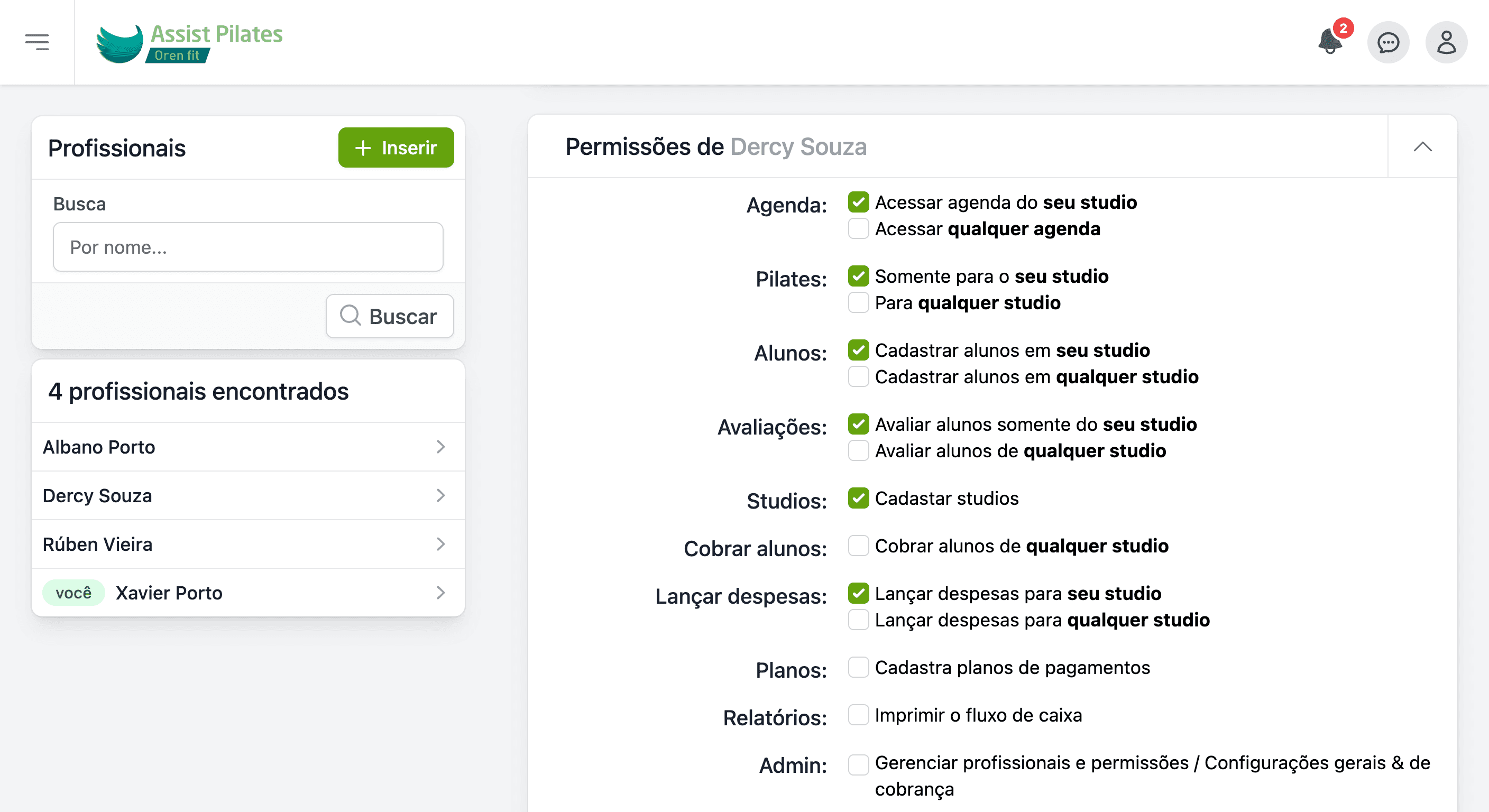 Tela de Trabalho em Equipe no Assist